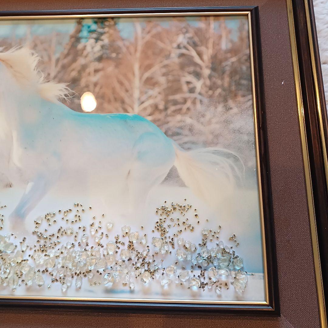 【白馬】ビジュ キラキラ 絵 アート 馬