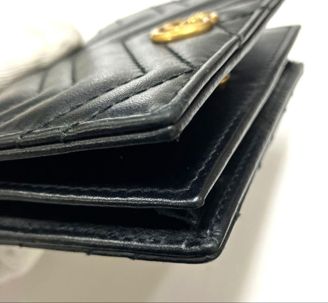 GUCCI 二つ折り財布 キルティング マーモントGG レザー