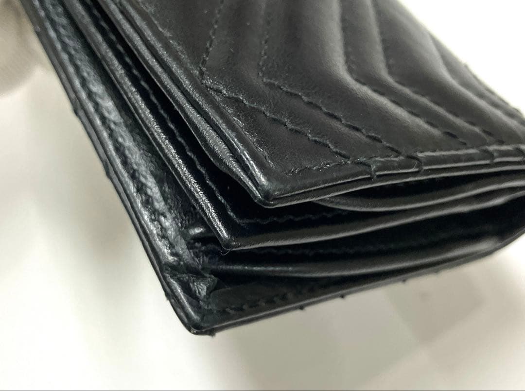 GUCCI 二つ折り財布 キルティング マーモントGG レザー