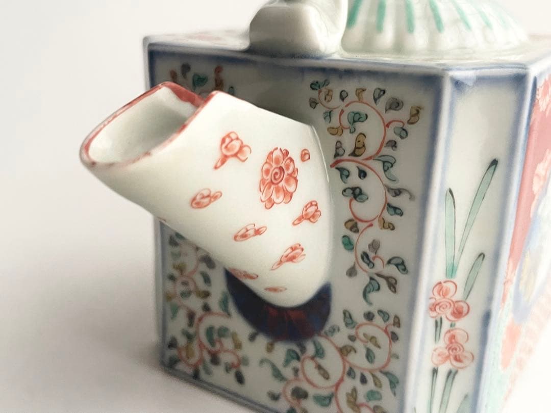 骨董 アンティーク 古伊万里 色絵 窓絵花散らし文様 汁次 すまし注 水