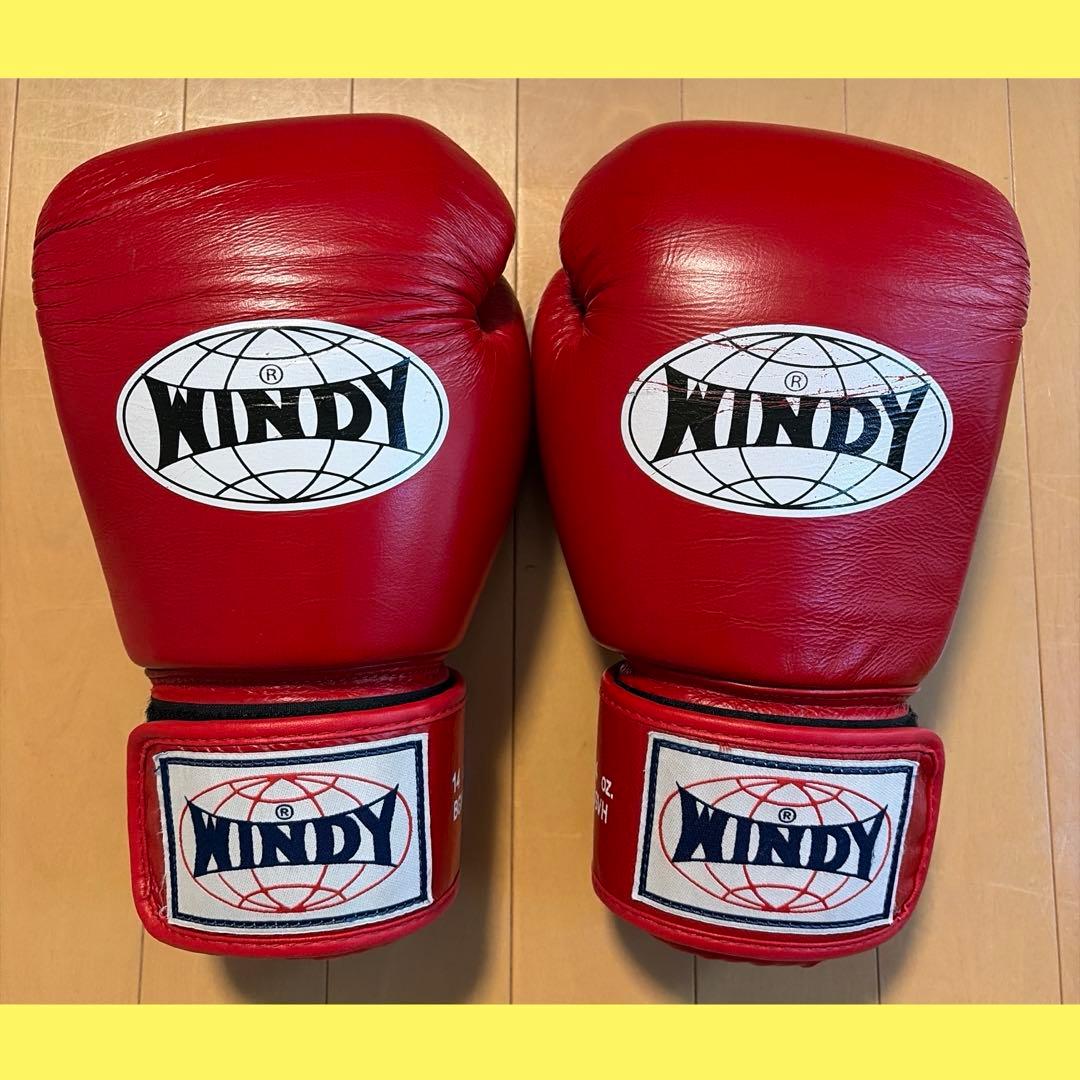 WINDY ボクシンググローブ レッド 14oz - メルカリ