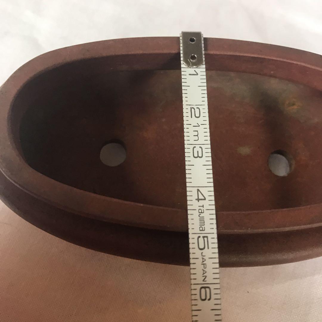 盆栽鉢　盆栽鉢　レアミニ盆栽鉢中國宜興朱泥袋式細長楕円小品11.5x6.5x3