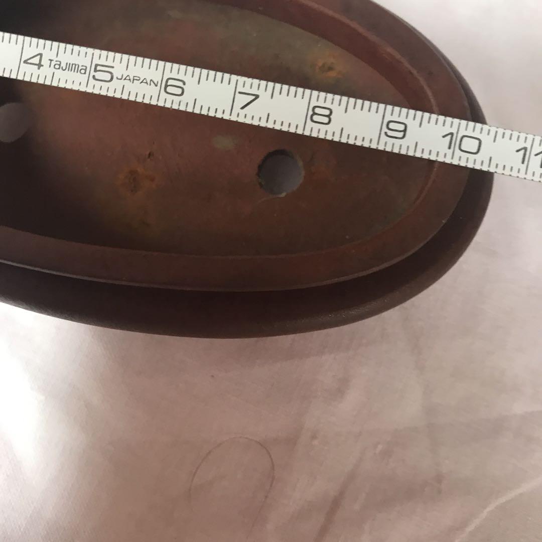 盆栽鉢　盆栽鉢　レアミニ盆栽鉢中國宜興朱泥袋式細長楕円小品11.5x6.5x3