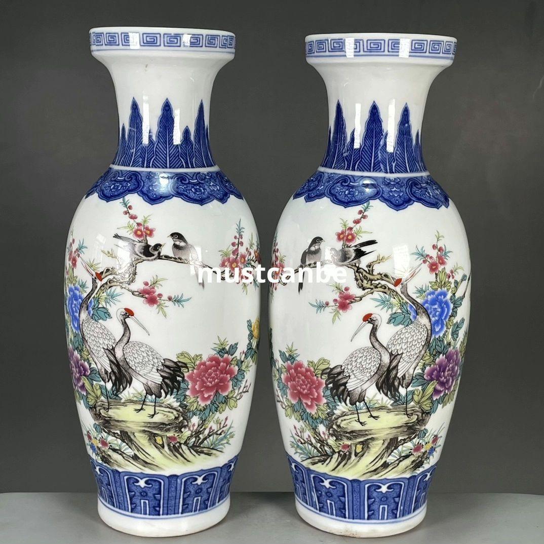 清乾隆花鳥図紋賞瓶 景徳鎮 陶磁器 装飾品 現代工芸品 美術品 置物 清雍正琺瑯彩花鳥図紋賞瓶 景徳鎮 陶磁器 装飾品 現代工芸品 美術品