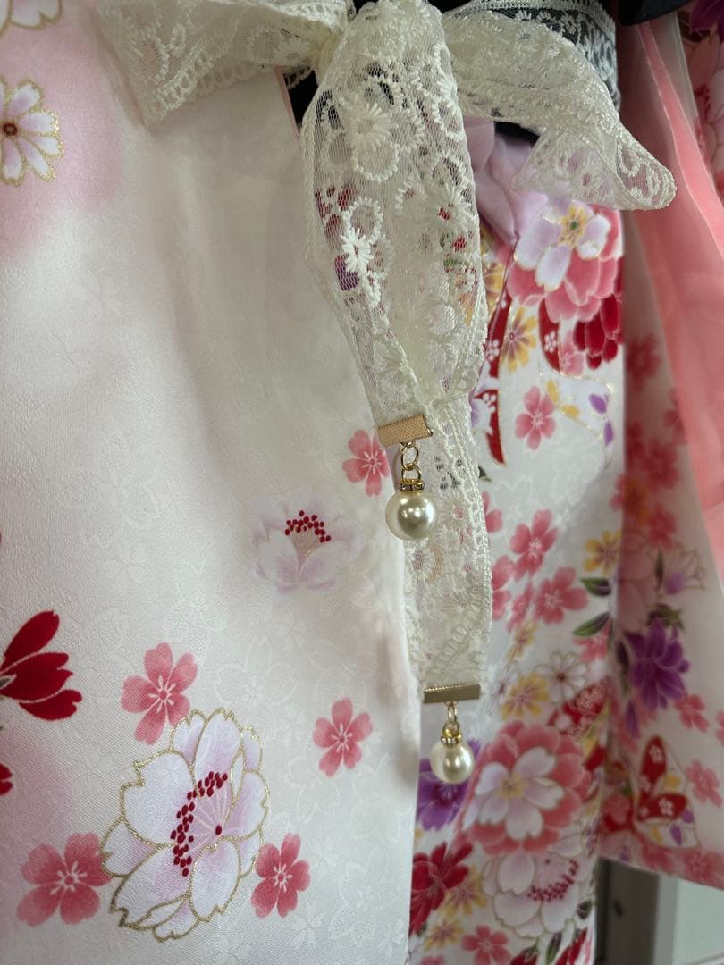 白　七五三　7歳　着物　フルセット　日本製