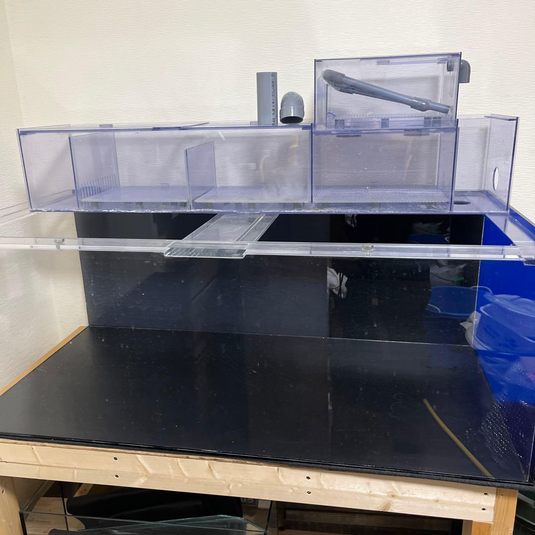 引き取り限定、カンテツ水槽1200✖︎600✖︎450底面黒ぷう工房上部