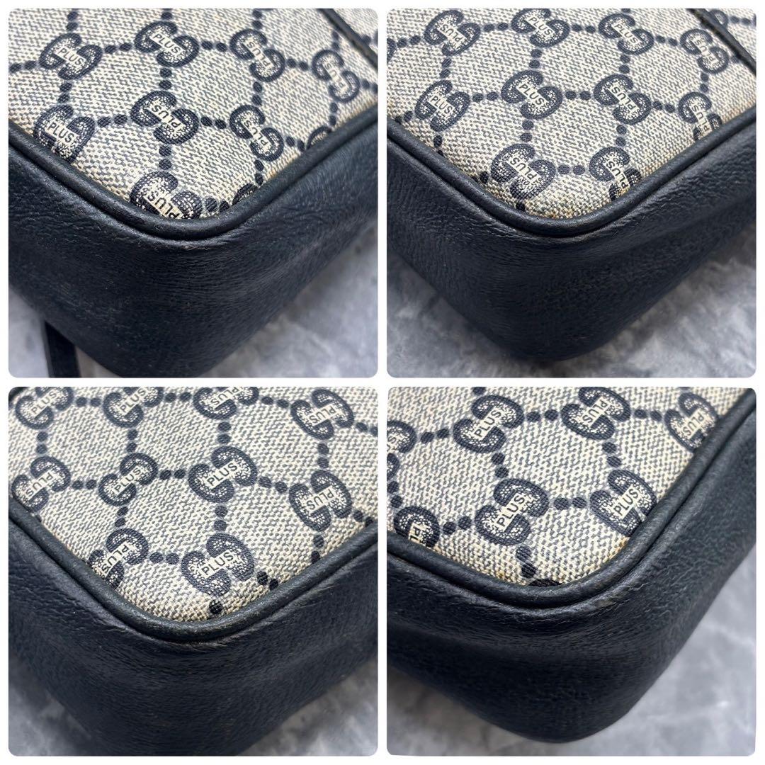 ✨美品✨GUCCI GG ショルダーバッグ ネイビー ベージュ ロゴ レザー金具