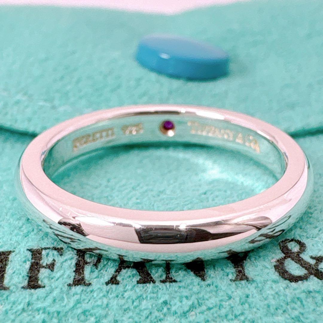 極美品 ティファニー スタッキングバンド ルビー リング 9号 シルバー925