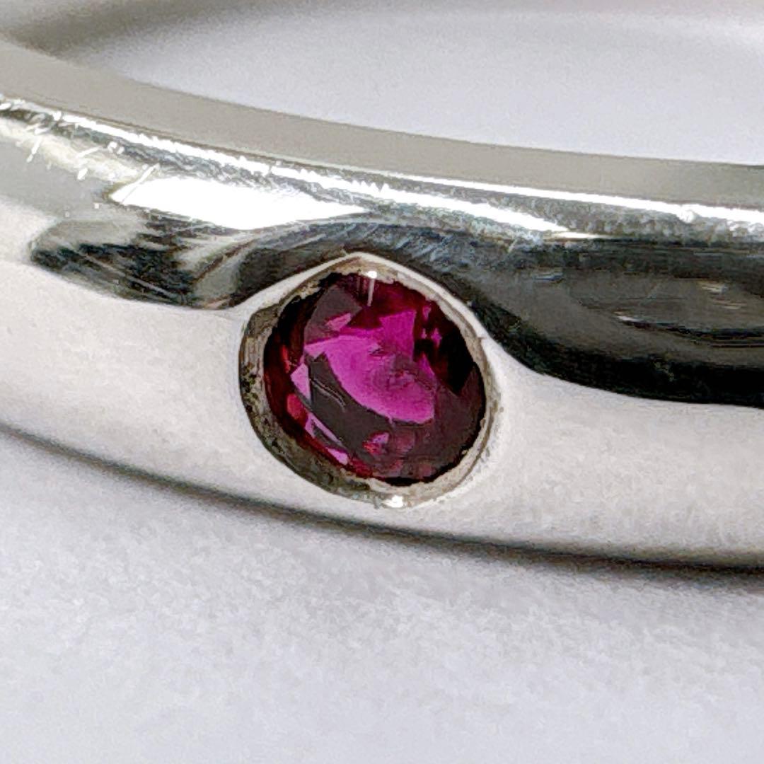 極美品 ティファニー スタッキングバンド ルビー リング 9号 シルバー925