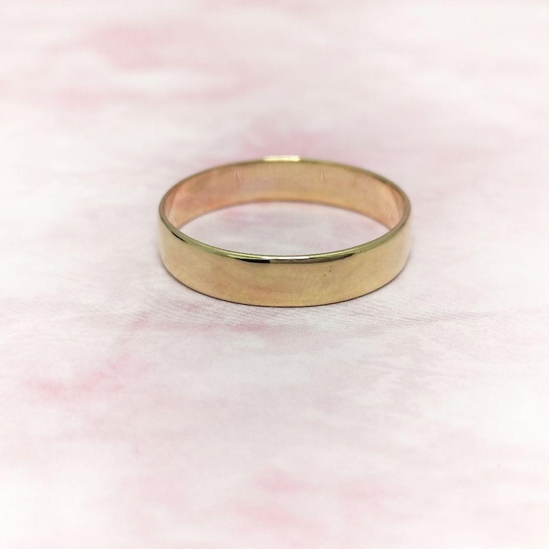 タイムセール♡新品同様 K18 平打ちゴールドリング 17.5号 4mm幅 地金
