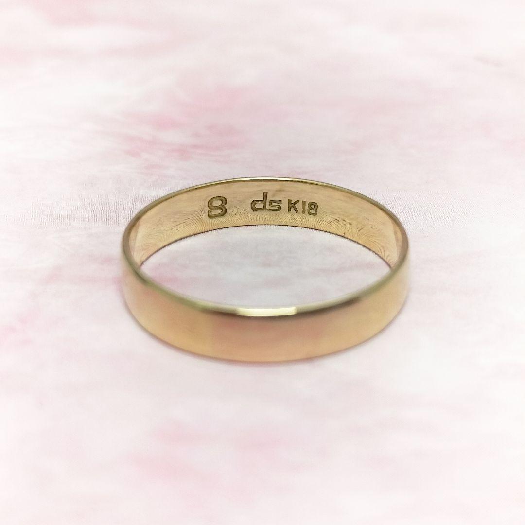 タイムセール♡新品同様 K18 平打ちゴールドリング 17.5号 4mm幅 地金