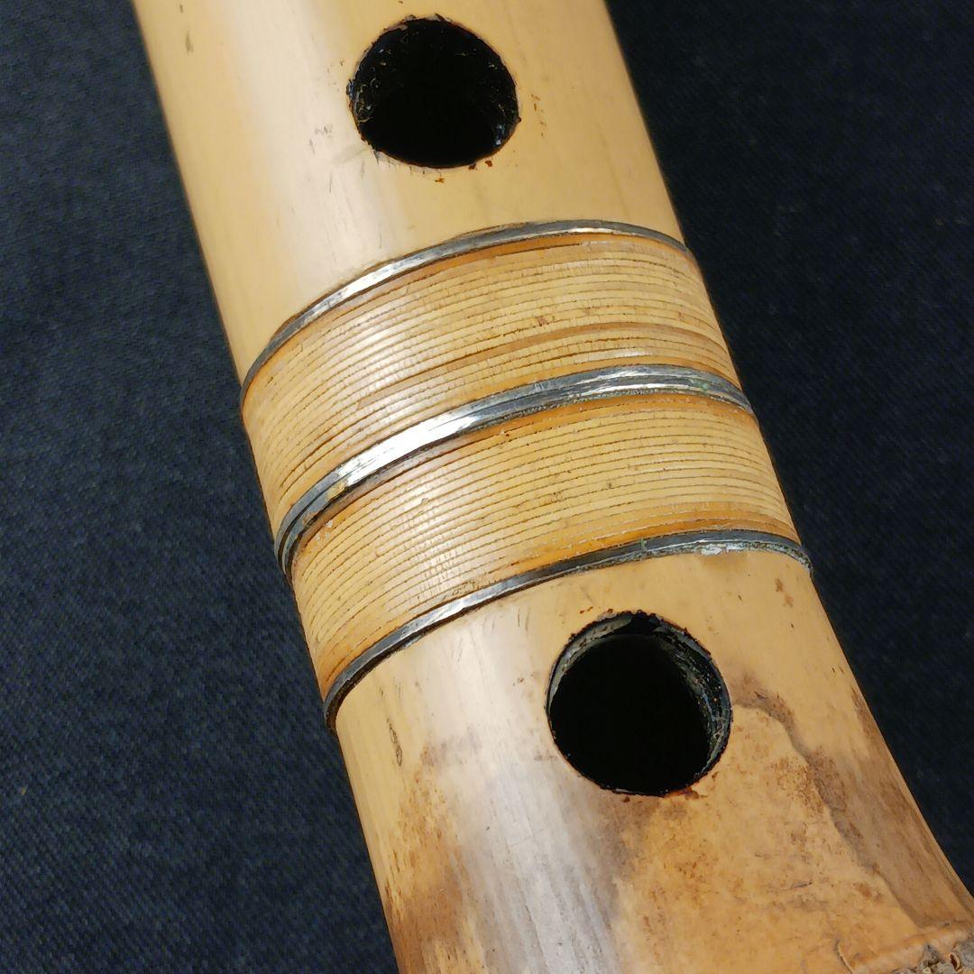 Y3110-6 琴古流 尺八 竹堂製 銀三線 全長55㎝ 竹製 竹勇 田嶋撰 琴古流