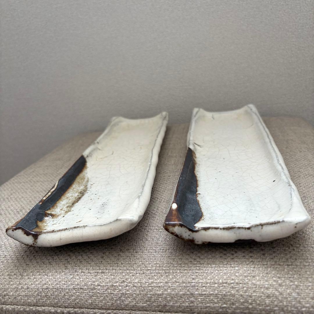 萩焼　長皿　永地博正作　2枚セット