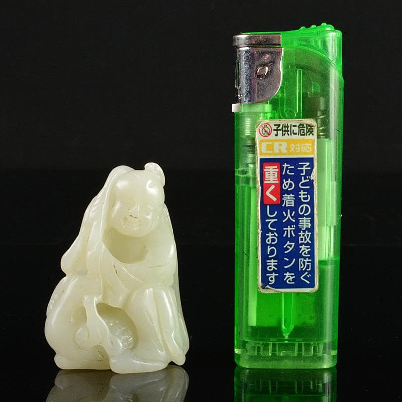 中国 玉石白玉彫刻 人物刻 根付 紙鎮 置物 C R7134E - メルカリ