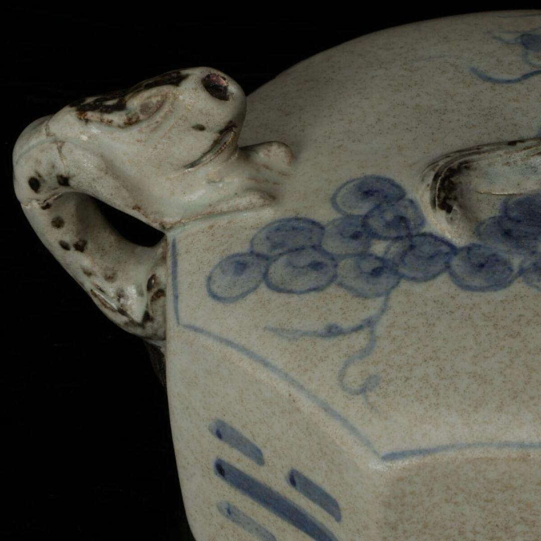 葡萄 八角形 李朝染付 水滴 陶器 葡萄図 陶器 古染付 骨董品 時代