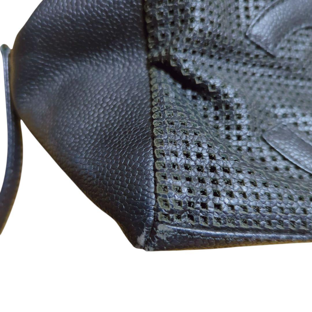 返品不可 CHANEL シャネル キャビアスキン ハンドバッグ パンチングレザー