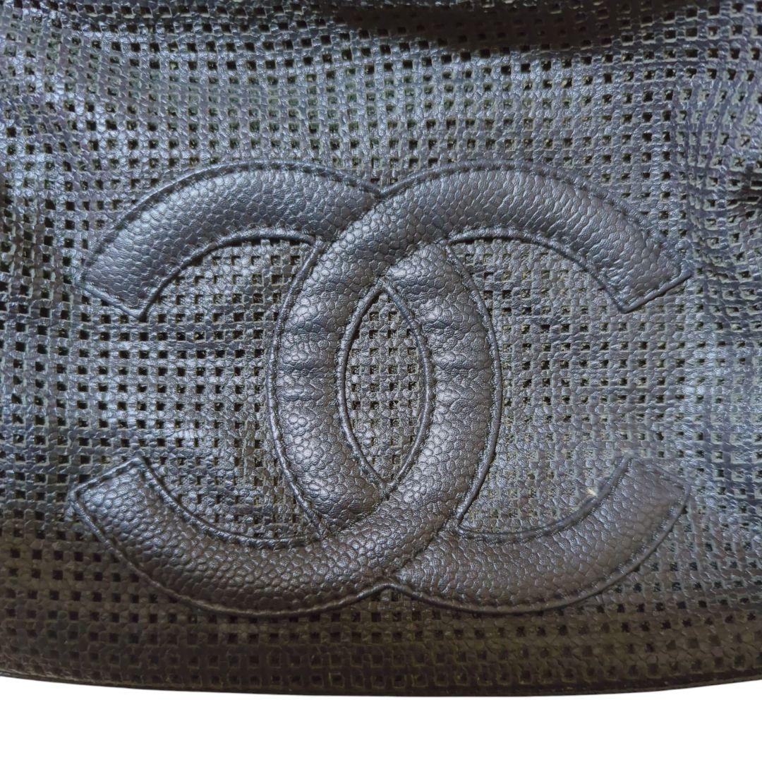 返品不可 CHANEL シャネル キャビアスキン ハンドバッグ パンチングレザー