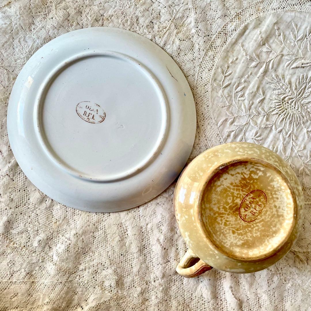 新春アンティーク福袋⑤カップ&ソーサー&タイル2枚&グラス2客&