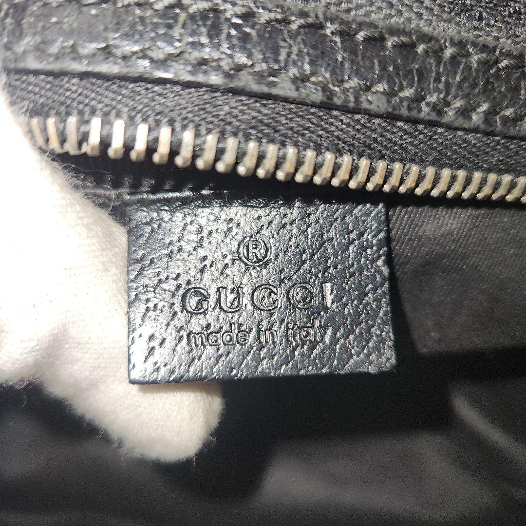 グッチ　GG　キャンバス　レザー　ブラック　ハンドバッグ　ボストン