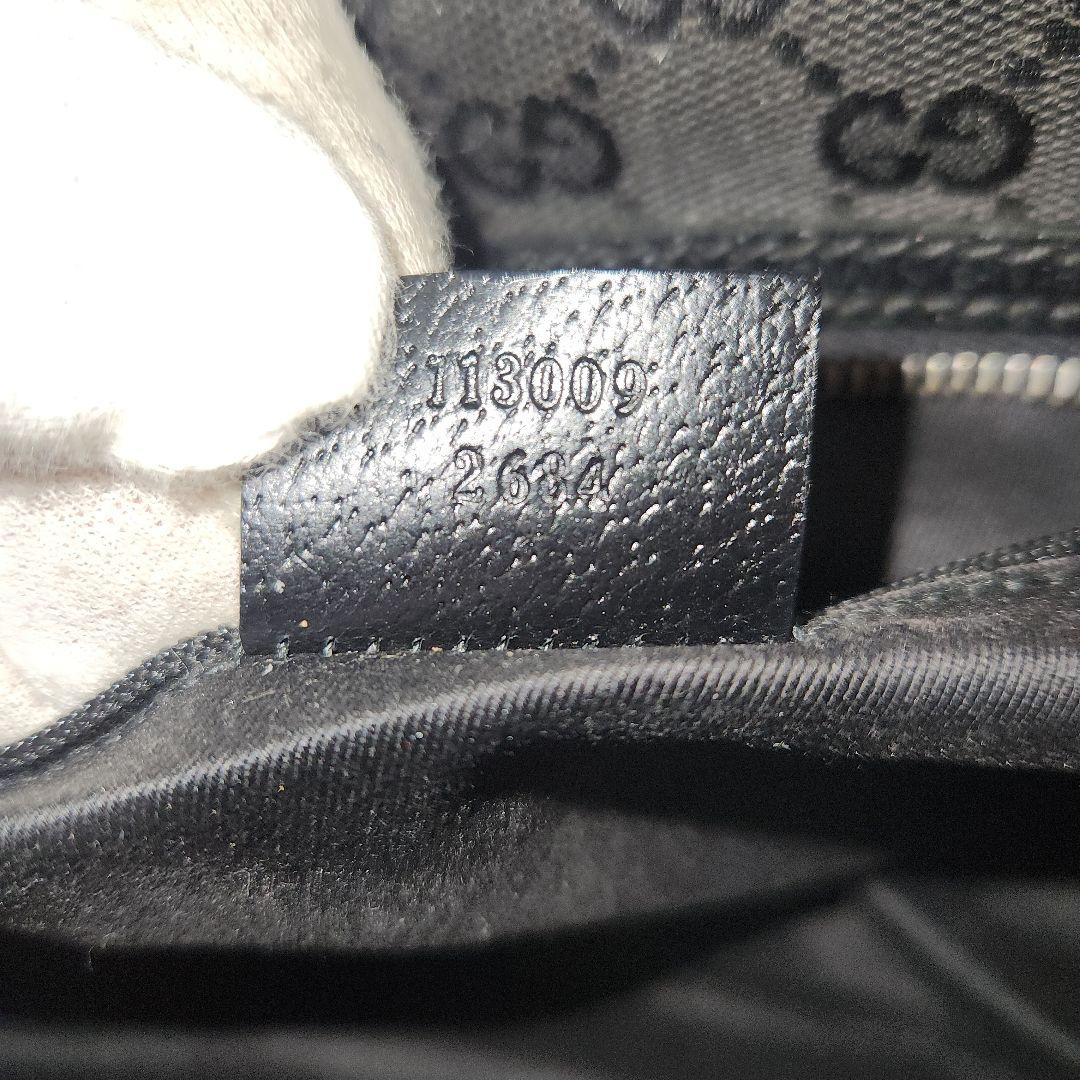 グッチ　GG　キャンバス　レザー　ブラック　ハンドバッグ　ボストン