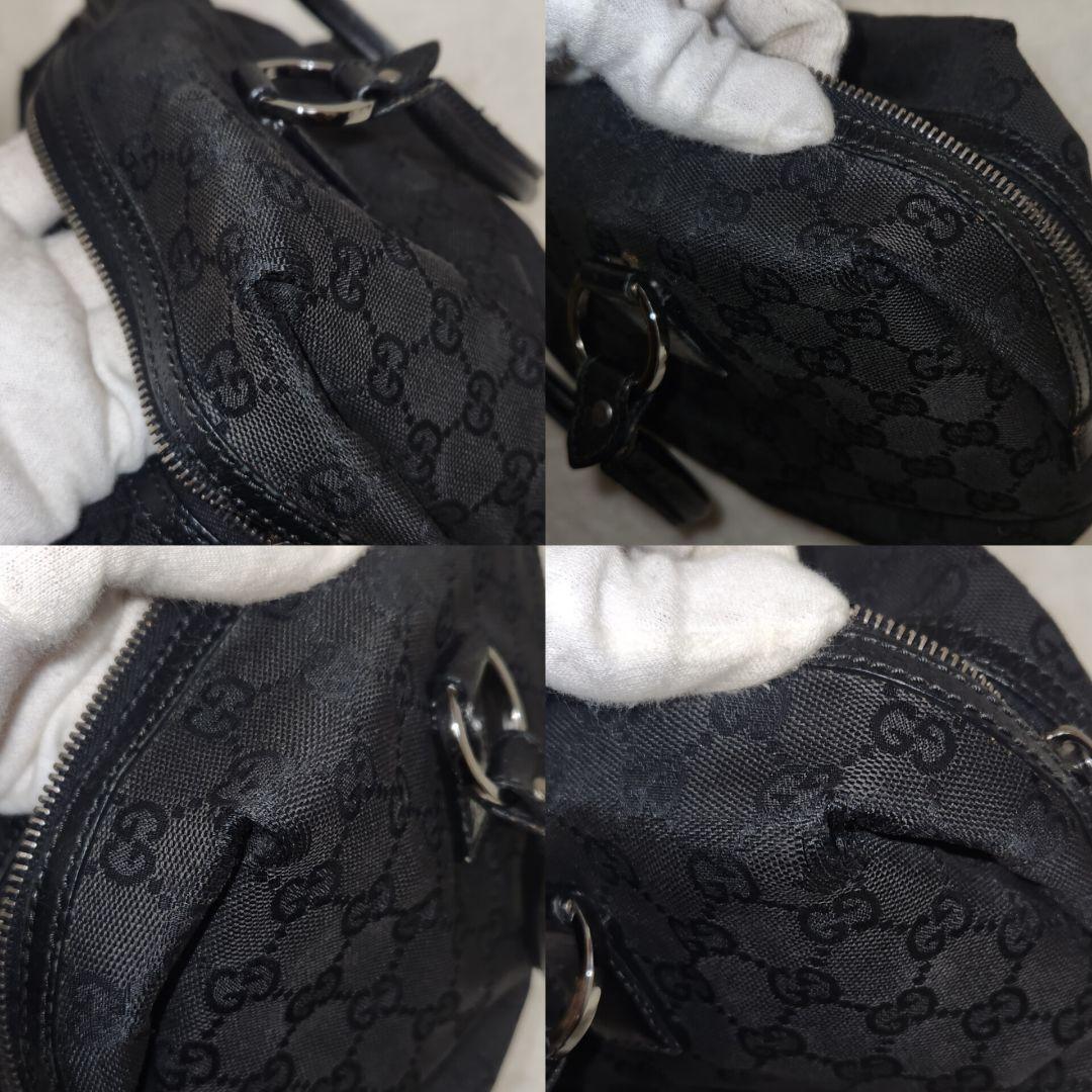 グッチ　GG　キャンバス　レザー　ブラック　ハンドバッグ　ボストン