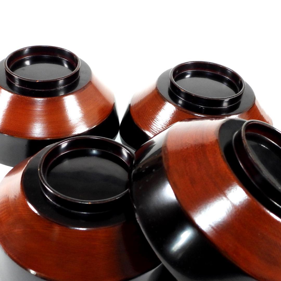 【ゆりかご】金蒔絵 千羽鶴 黒塗煮物椀 10客 木製漆器 天然木