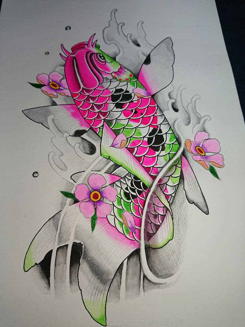 鯉の画 栄樹作 一点物 送料込み。