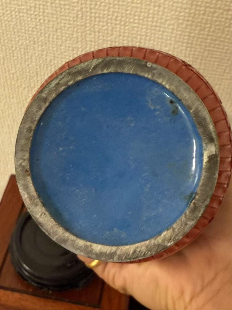 堆朱漆彫り花瓶 中国美術 彫刻 花瓶彫漆 花瓶（花の彫刻） 年代物 美品 　箱付