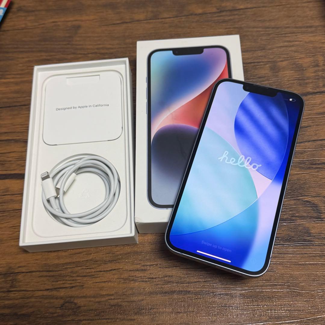 Apple iPhone 14 ブルー 本体 充電ケーブル付き - メルカリ