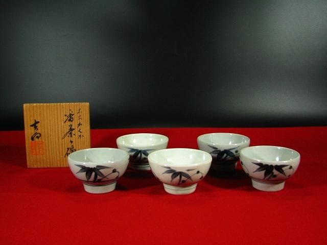 七世 吉向 松月(蕃斎) 陶荘 くらわんか 汲出し 番茶 茶碗 5客 茶道具