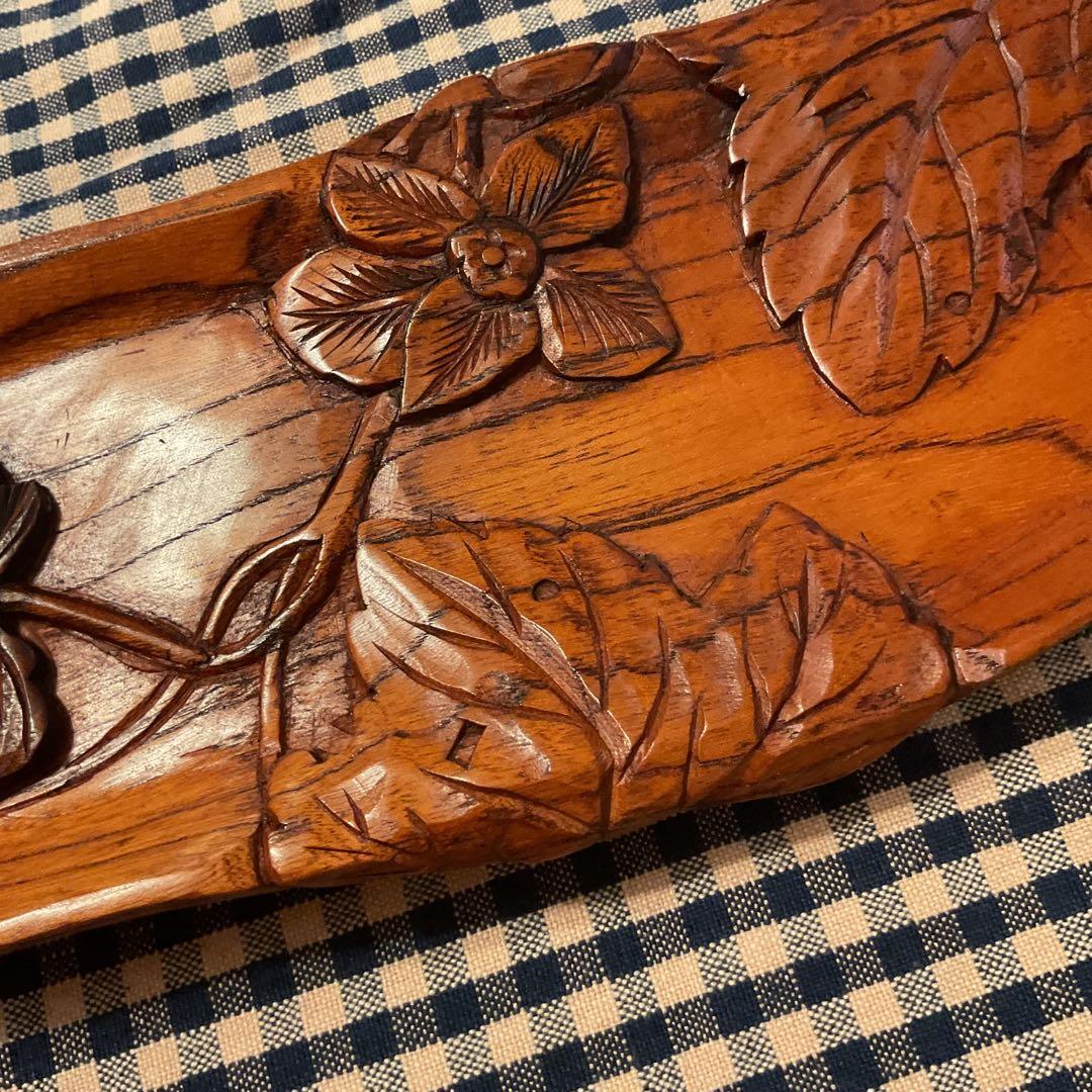 木製 手彫り 短冊掛 テーブルインテリア今月だけ価格