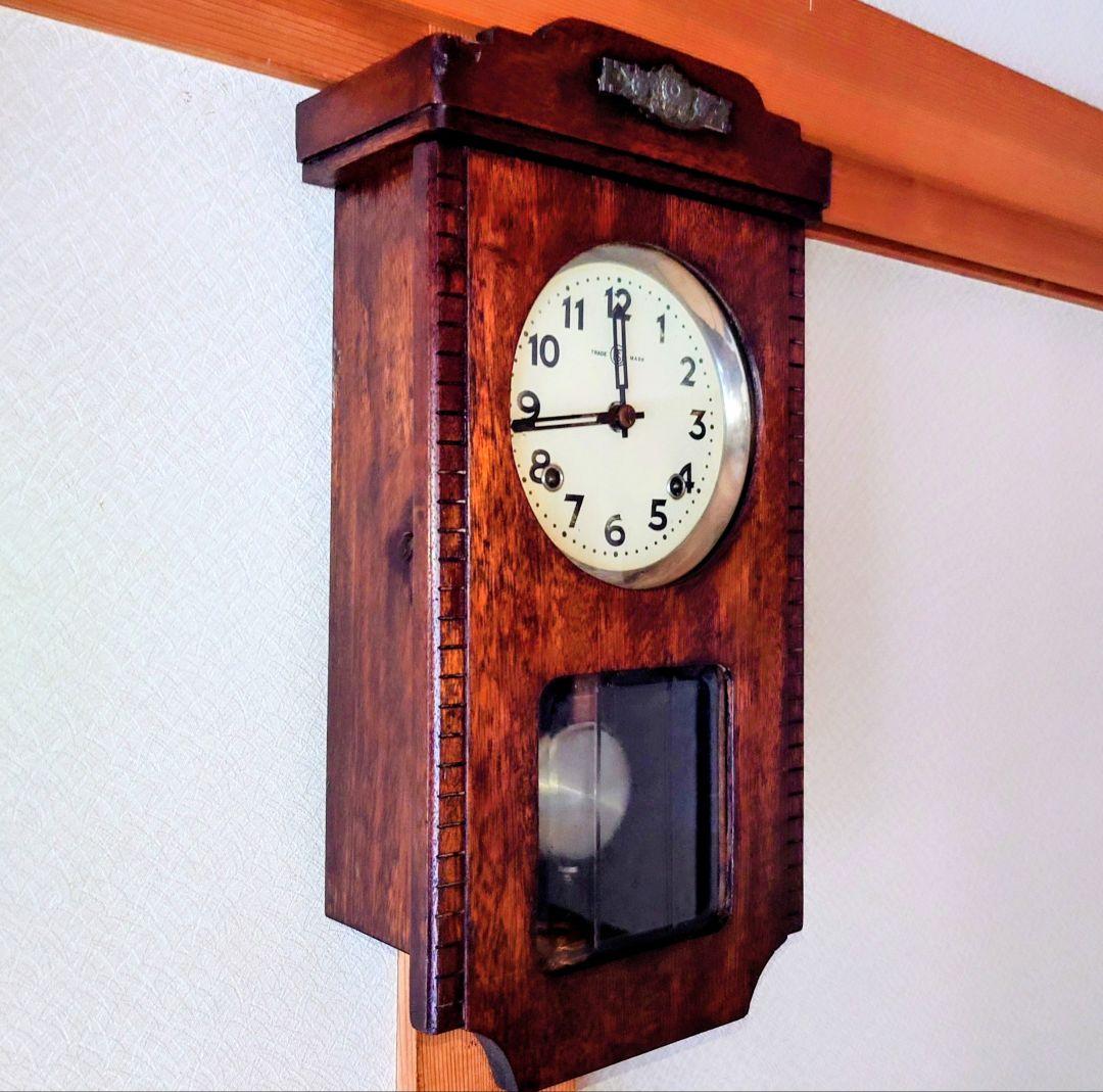 専用〈完動・美品〉鶴巻時計店英工舎　大正浪漫セル文字盤宮型ゼンマイ振り子時計