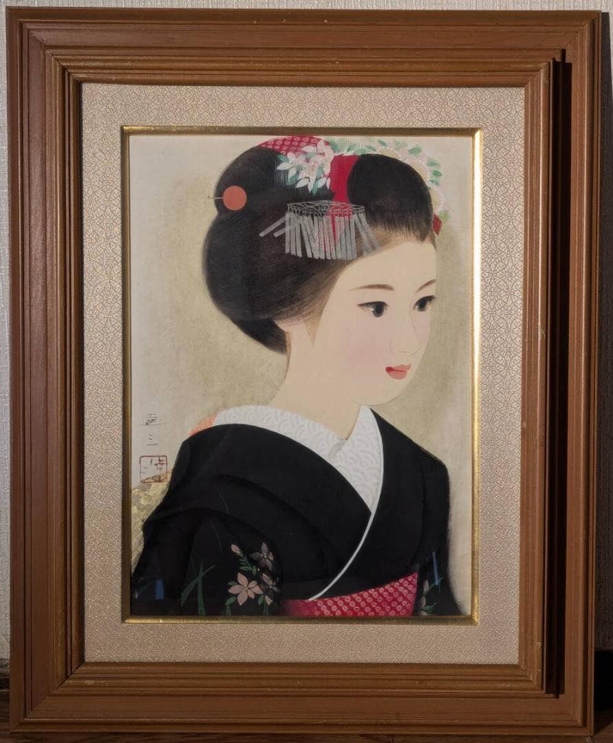【真作】絵画　清水達三　日本画4号　舞妓　格式高い美人画　代表作　W30 真作】絵画 清水達三 日本画4号 舞妓 格式高い美人画 代表作 W30 真作