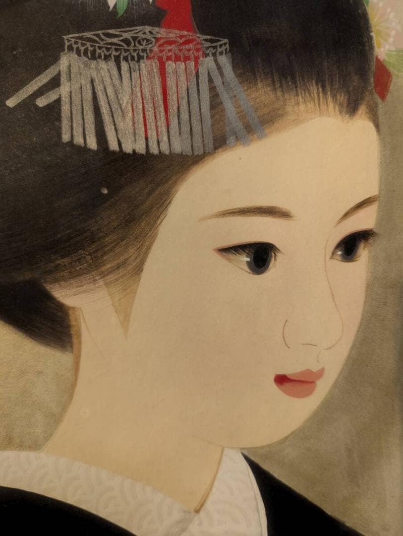 真作】絵画清水達三日本画4号舞妓格式高い美人画代表作W30