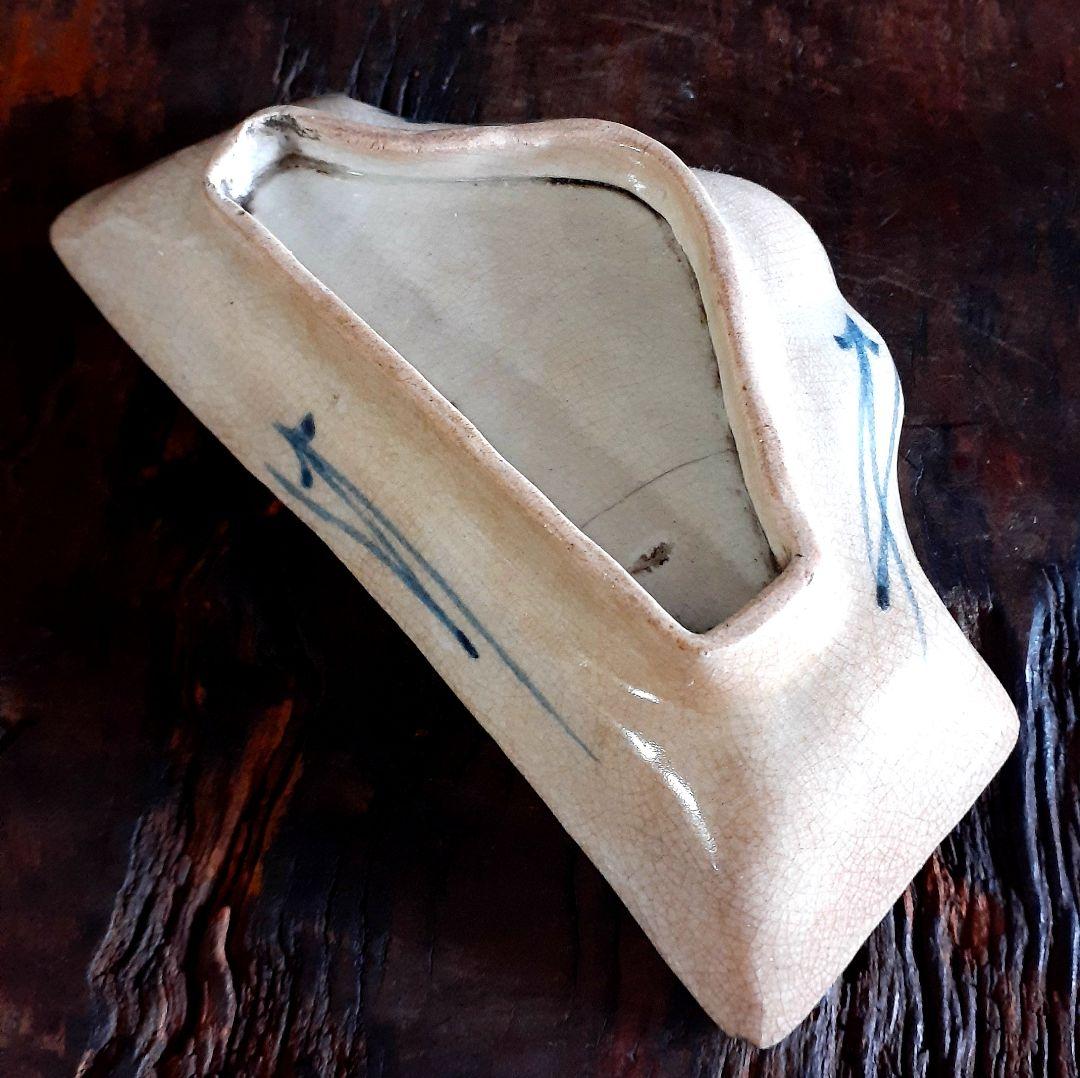 本物保証❗️】江戸時代前期 藍九谷 富士山形 こんにゃく印判 松の図 変形