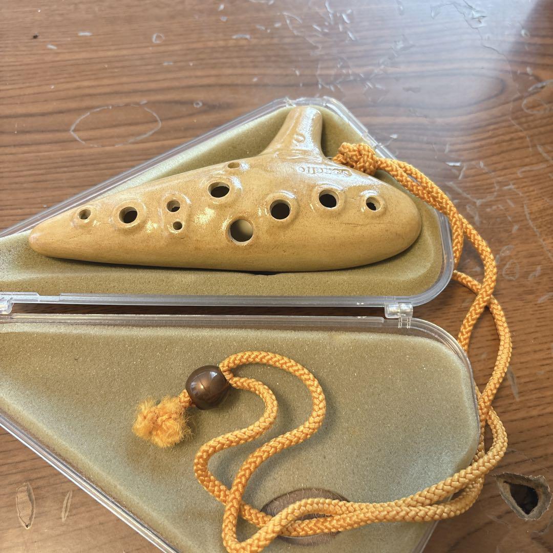 オカリナ ベージュ ケース付き アケタオカリーナ ソネット S-5C