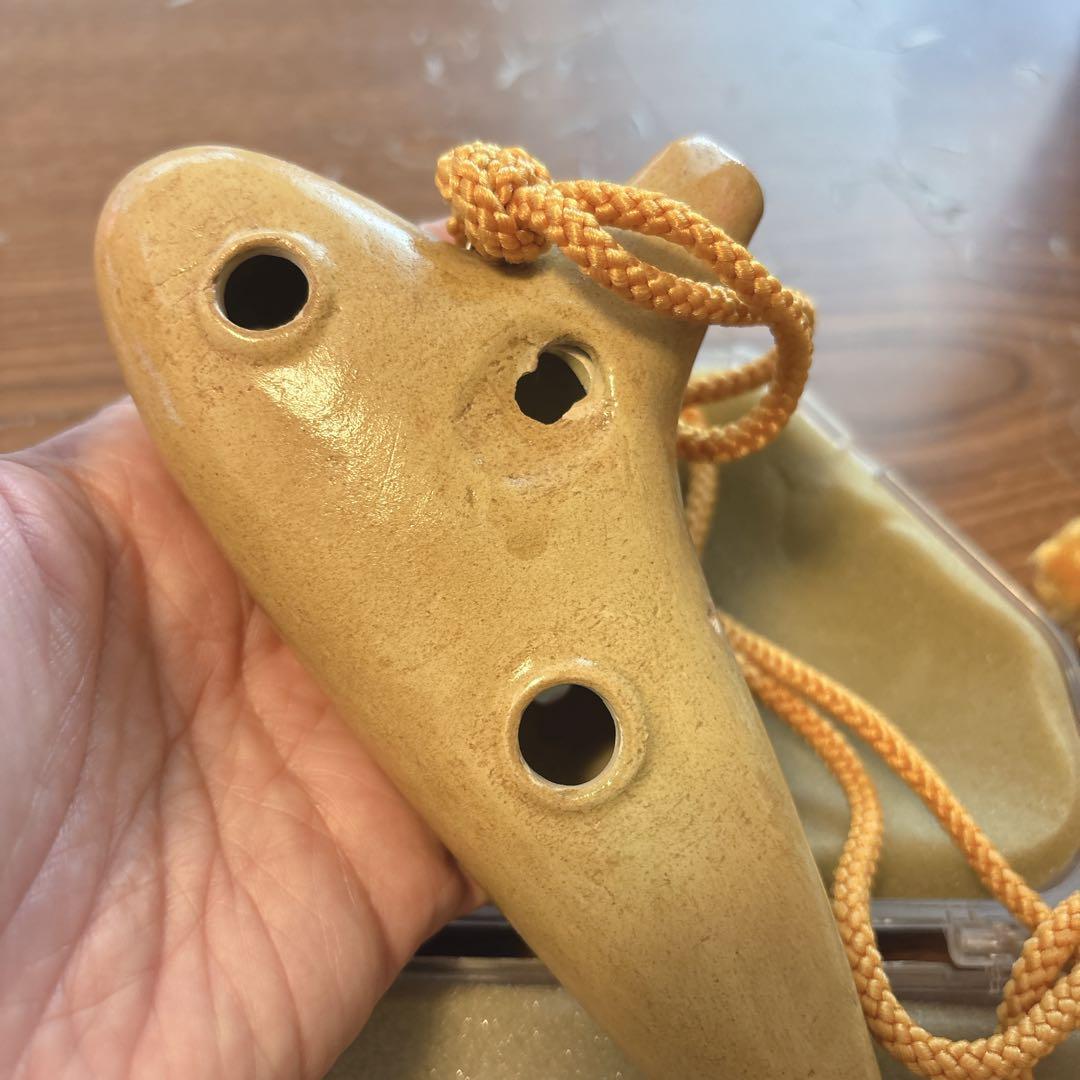 オカリナ ベージュ ケース付き アケタオカリーナ ソネット S-5C