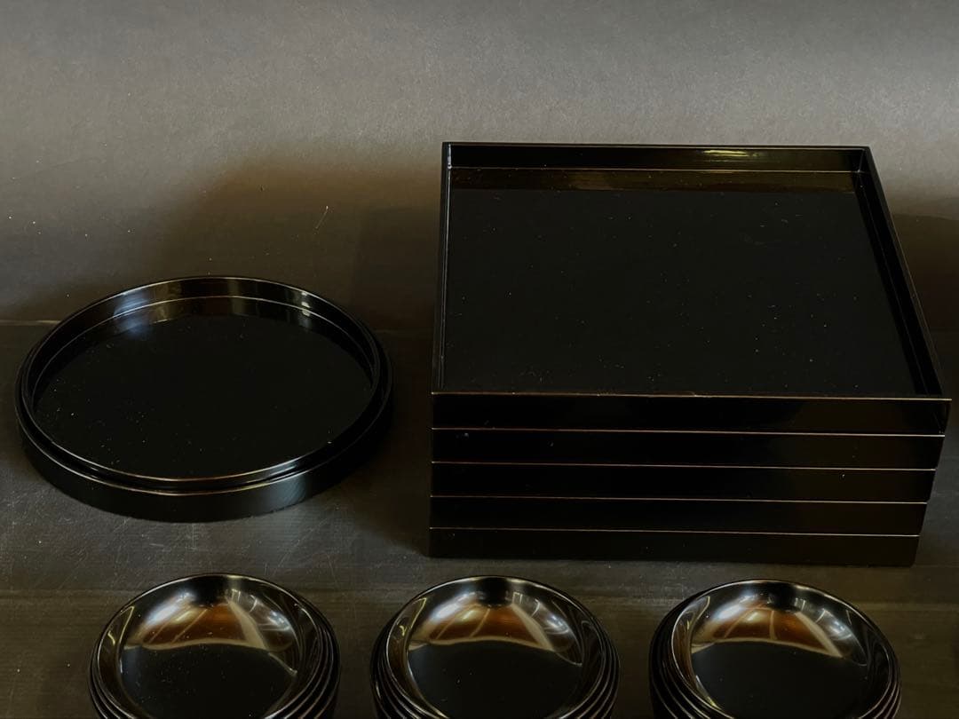 母」 利休好 輪島塗 懐石具揃 懐石家具 懐石道具 五人前 木製（109あ③