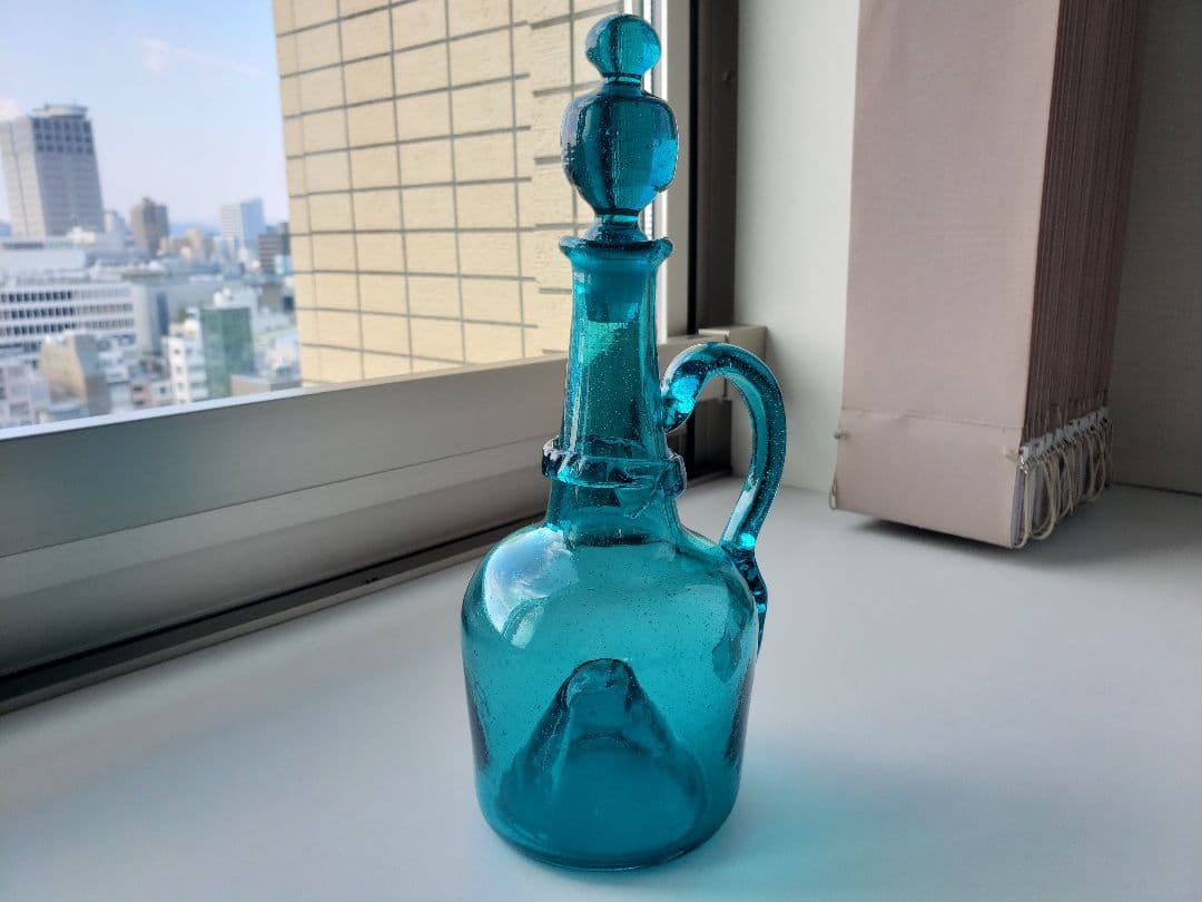 倉敷ガラス 小谷眞三 底上丸胴瓶 検)小谷ブルー 小谷真三