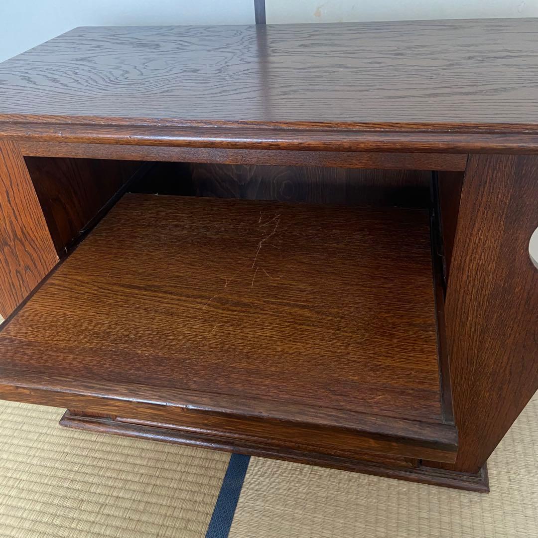 古い木製ガラスケース 引き出し付き 卓上 ショーケース 小物入れ 糸