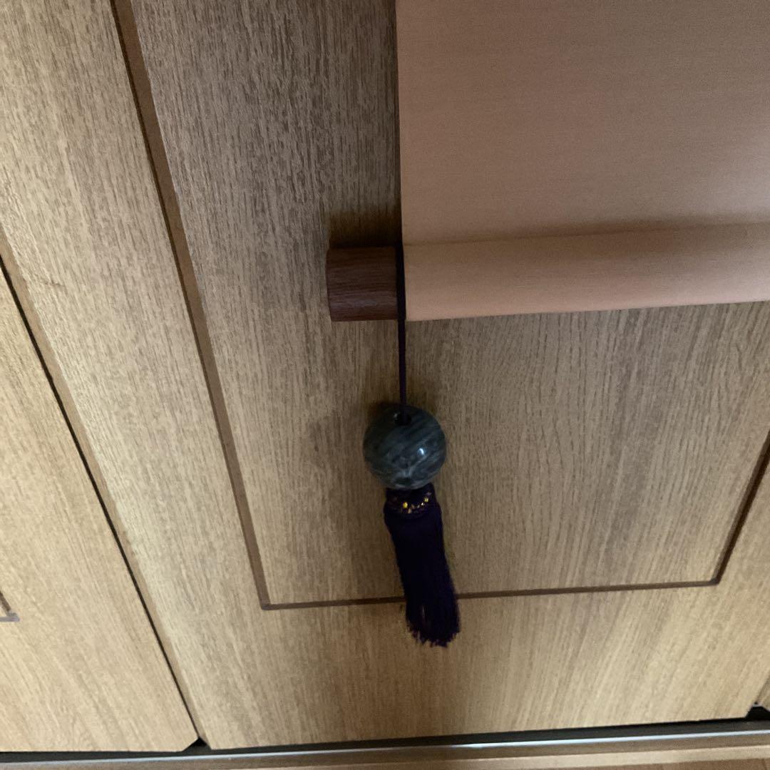 彩色山水 山野風景画 【 雲 斎 】 絹本彩色掛軸 共箱 軸先 木