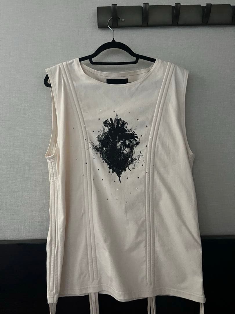 GRANCY シャーリングデザインラインストーングラフィックノー