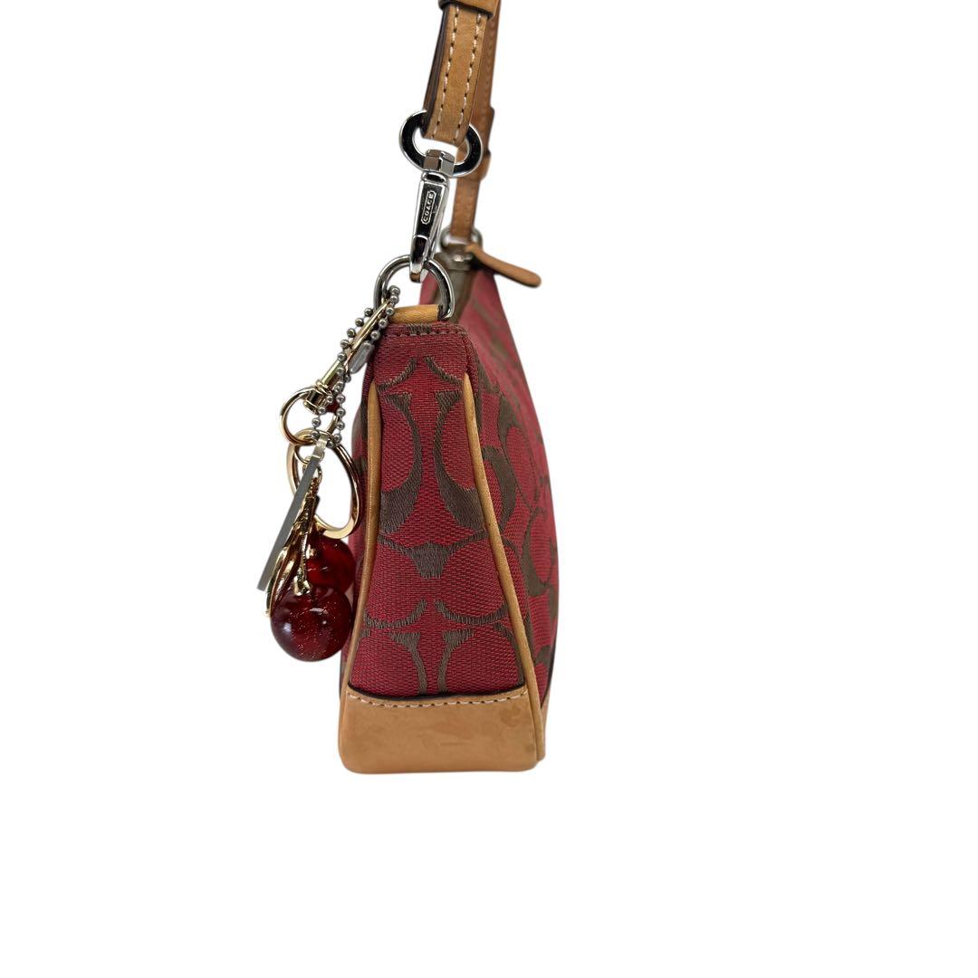 美品 COACH ハンドバッグ アクセサリーポーチ シグネチャー レザー