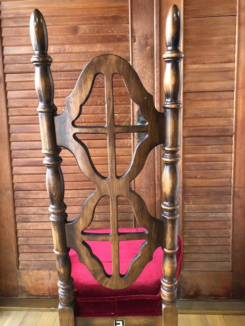 アンティーク椅子 木製 ベロア 洋風 ヴィンテージチェア コスガ 赤