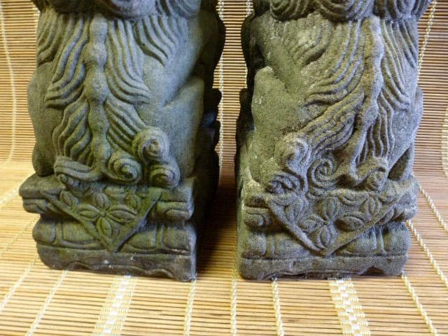 時代 アンティーク 狛犬 一対 石彫 彫刻 縁起物 魔除け 骨董
