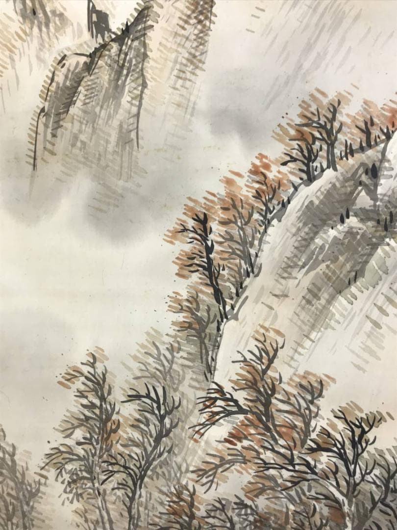 【真作】山下青城/渓山早春/山水図/掛軸/名家伝来/AD-321