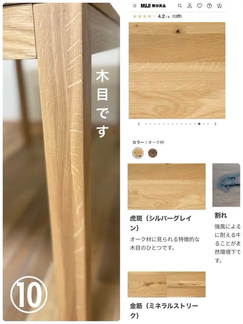 使用期間８ヶ月　【美品】無印良品　ダイニングテーブル145cm オーク材