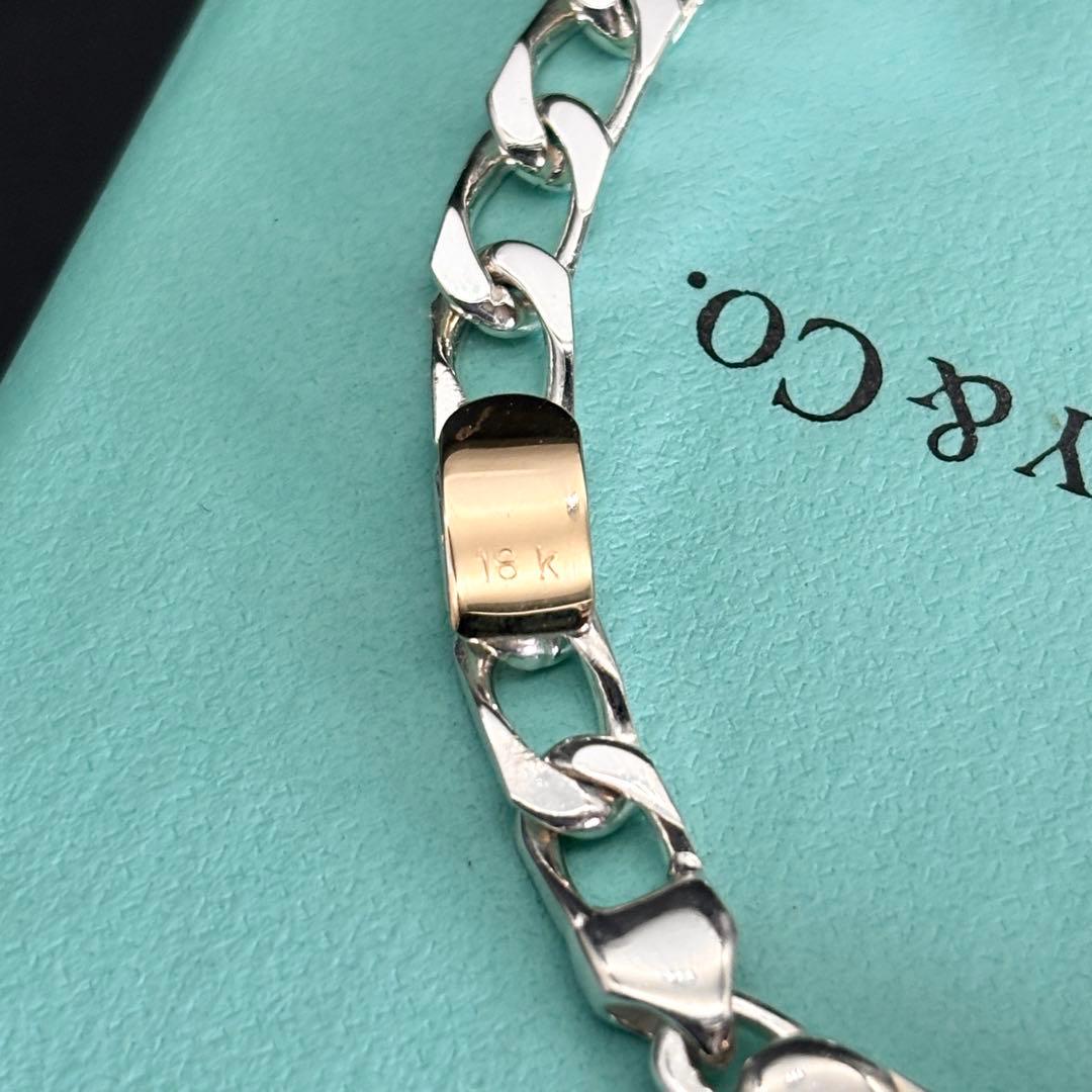 極美品 Tiffany コンビ フィガロ 18金 チェーン ブレスレット