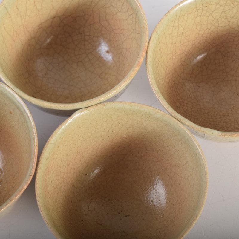 煎茶道具 虫明焼 森香洲作 漢詩文 煎茶碗 五客 C 8284