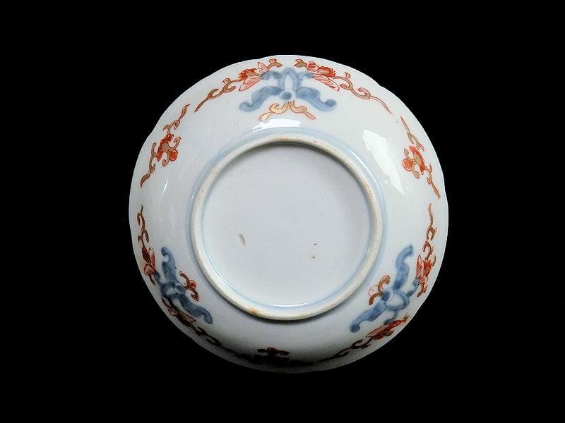 古伊万里　色絵　蝶に菖蒲の図　４寸皿　４枚　C232AS-WWs